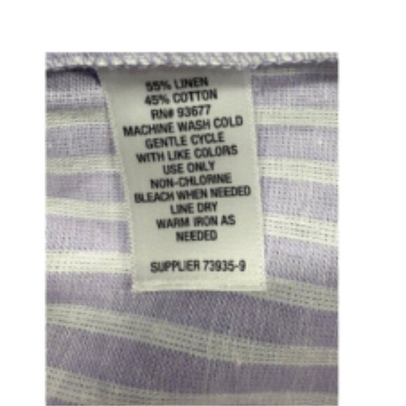 Liz Claiborne Shirt Women's, Size Small, Chic Linen-Blend Striped - Picture 3 of 7